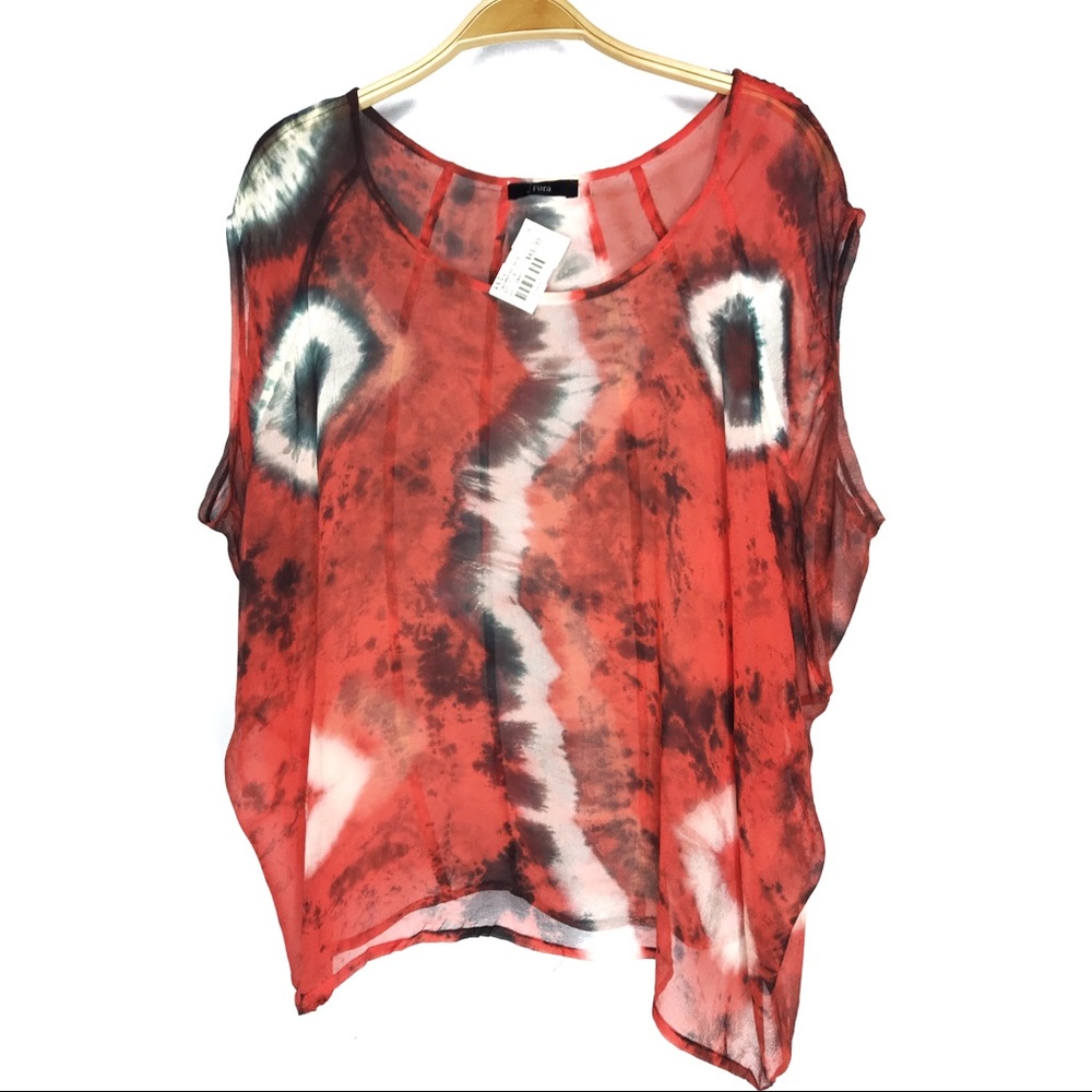 FORA 100% Silk Blouse || Red Orange